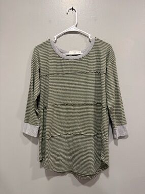 Mododoc 3/4 Length Sleeve Striped Top Size Medium